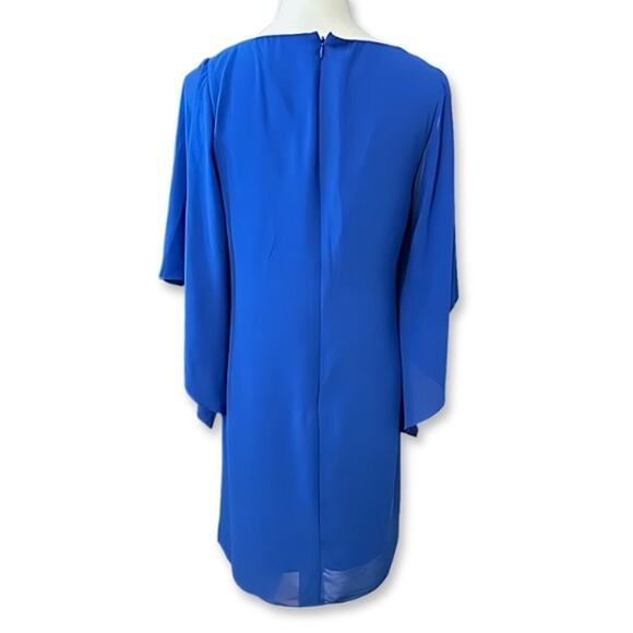 Marina Shift Dress Drape Neckline Lightweight Chiffon Fabric Blue Women's 4 NWOT - Picture 7 of 11